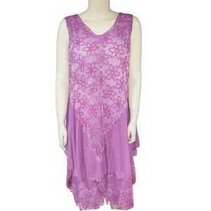 Park Moda Lagenlook Dress Asymmetric Floral Purple